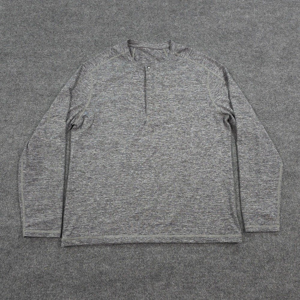 Lululemon Shirt Mens XL Gray Surge Henley Performance Gym Run Athletic Stretch